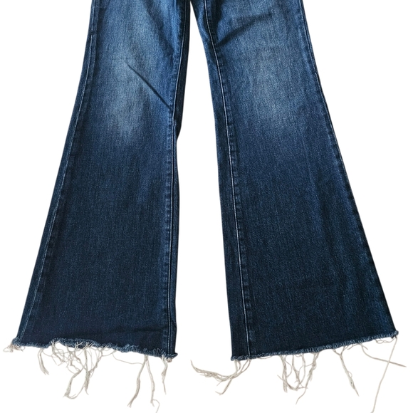 7 For All Mankind Georgia Pleated Pocket Flare Frayed Hem Jeans 27 Dark Winona 4 - Picture 3 of 14